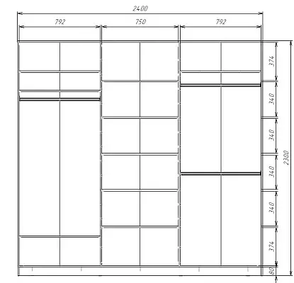картинка Шкаф-купе 3-х дверный МАКС с зеркалом по центру от магазина КУПИ КУПЕ