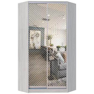 картинка Шкаф-купе 2-х дверный угловой ХИТ с пескоструйным рисунком Диагональные полосы №21-24 от магазина КУПИ КУПЕ