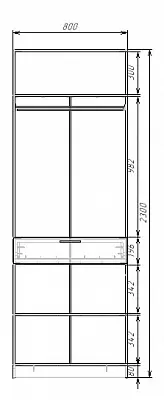 картинка Шкаф ЭКОН распашной 2-х дверный с ящиком со штангой с 2-мя зеркалами от магазина КУПИ КУПЕ