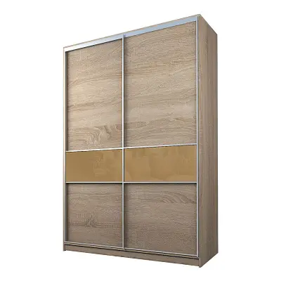 картинка Шкаф-купе 2-х дверный МАКС со вставками с светло-коричневой пленкой Oracal от магазина КУПИ КУПЕ