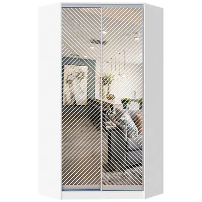 картинка Шкаф-купе 2-х дверный угловой ХИТ с пескоструйным рисунком Диагональные полосы №21-24 от магазина КУПИ КУПЕ