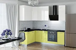 Модульная кухня угловая Модерн 160/240 желтый/белый глянец