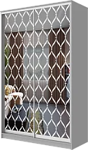 Картинка Шкаф-купе 2-х дверный с пескоструйным рисунком Сетка 2300 1362 620 от интернет-магазина Купи-купе
