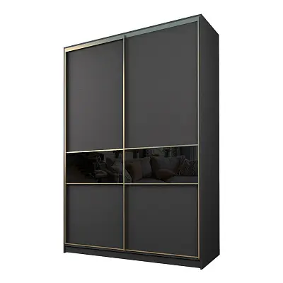 картинка Шкаф-купе 2-х дверный МАКС со вставками с черной пленкой Oracal от магазина КУПИ КУПЕ