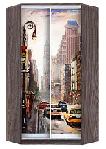 Картинка Шкаф-купе 2-х дверный угловой с фотопечатью Городской пейзаж 2400 1103 1303 от интернет-магазина Купи-купе