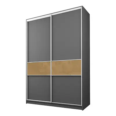 картинка Шкаф-купе 2-х дверный МАКС со вставками с светло-коричневой пленкой Oracal от магазина КУПИ КУПЕ