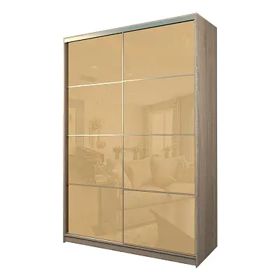 картинка Шкаф-купе 2-х дверный МАКС с бежевой пленкой Oracal от магазина КУПИ КУПЕ