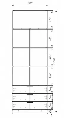 картинка Шкаф ЭКОН распашной 2-х дверный с 3-мя ящиками с полками с 2-мя зеркалами от магазина КУПИ КУПЕ