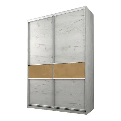 картинка Шкаф-купе 2-х дверный МАКС со вставками с светло-коричневой пленкой Oracal от магазина КУПИ КУПЕ