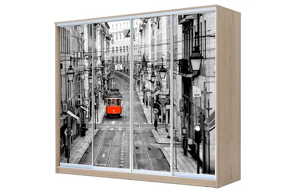 картинка Шкаф-купе 4-х дверный с фотопечатью Лондон от магазина КУПИ КУПЕ