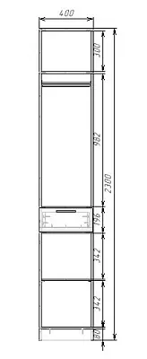 картинка Шкаф ЭКОН распашной 1 дверный с 1-им ящиками со штангой с зеркалом от магазина КУПИ КУПЕ