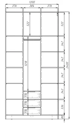 картинка Шкаф ЭКОН распашной 3-х дверный 3-мя ящиками с зеркалом от магазина КУПИ КУПЕ