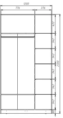 картинка Шкаф ЭКОН распашной 3-х дверный 3-мя зеркалами от магазина КУПИ КУПЕ