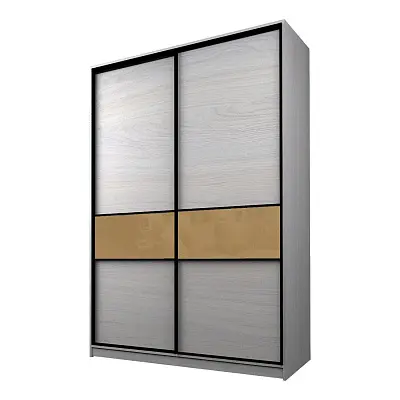 картинка Шкаф-купе 2-х дверный МАКС со вставками с светло-коричневой пленкой Oracal от магазина КУПИ КУПЕ