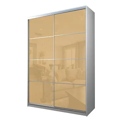 картинка Шкаф-купе 2-х дверный МАКС с бежевой пленкой Oracal от магазина КУПИ КУПЕ