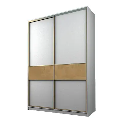 картинка Шкаф-купе 2-х дверный МАКС со вставками с светло-коричневой пленкой Oracal от магазина КУПИ КУПЕ